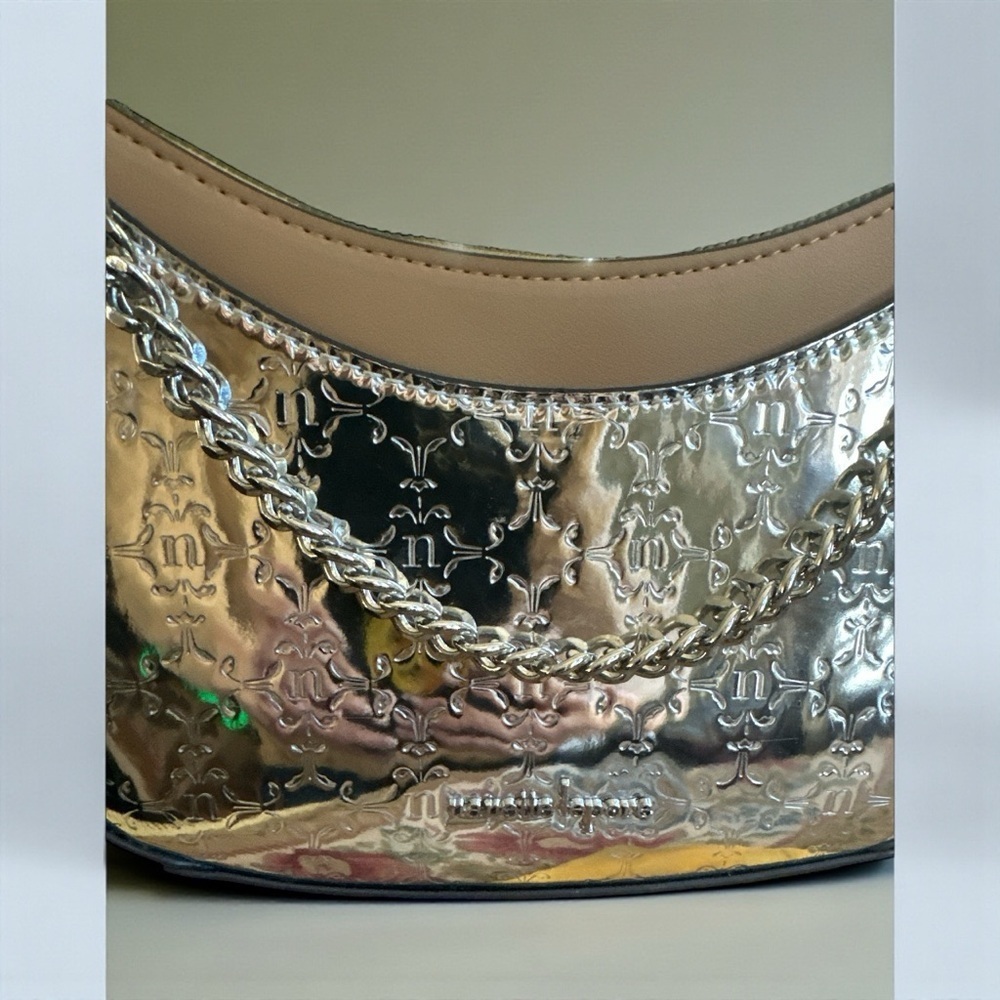 NWT Nanette Lepore Metallic Embossed Chain Shoulder Bag –Luxe Evening Crossbody - Picture 5 of 8